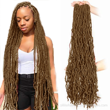 Silky 36inch Long Brown Goddess Braiding Dreadlocks For Black Women Nu Locs Faux Locs Crochet Braid Synthetic Hair Extension